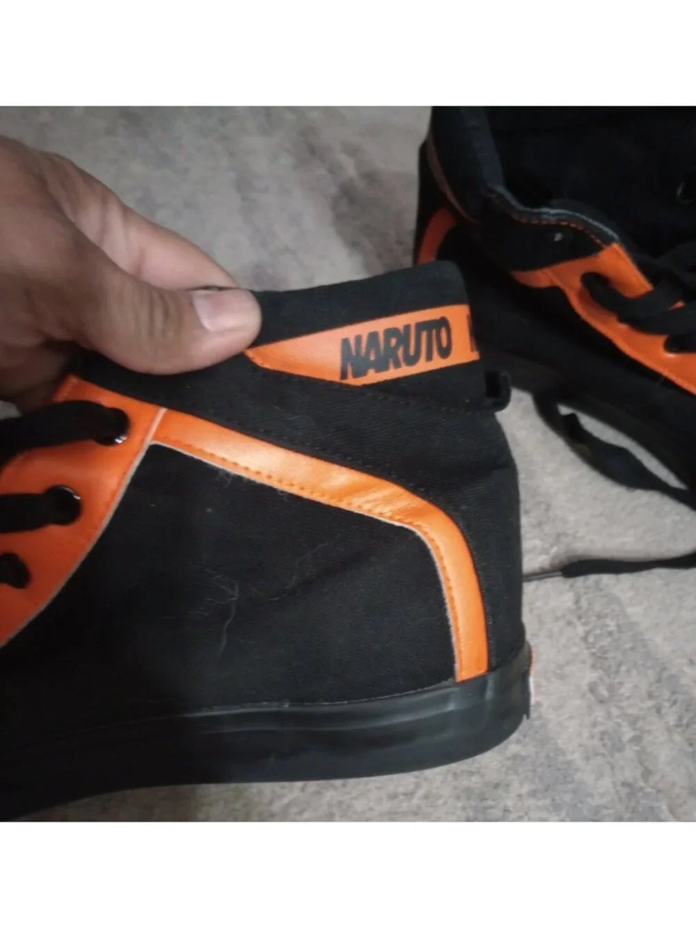 Naruto Shippuden High Top CANVAS  SHOES Men's size 10 Orange Black Lace Up